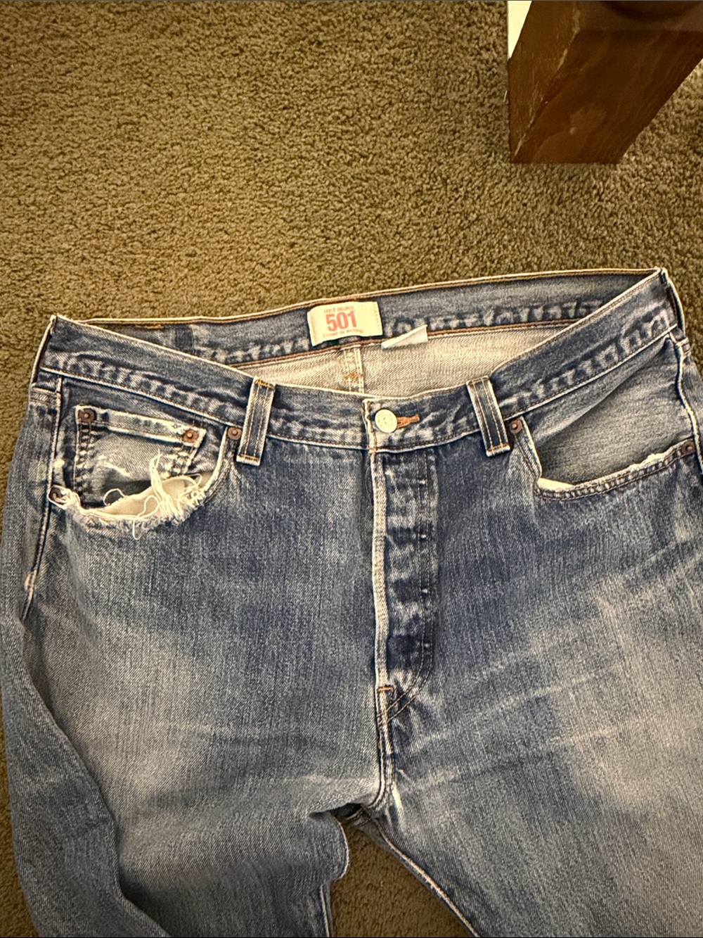 Levis 501 Button Up 5 Pocket Straight Leg Jeans Blue 36x30